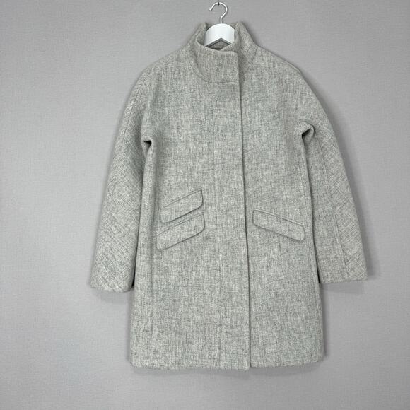 J.Crew Womens Jacket 4 Gray Wool Cocoon Coat in Italian Stadium Cloth Old Money